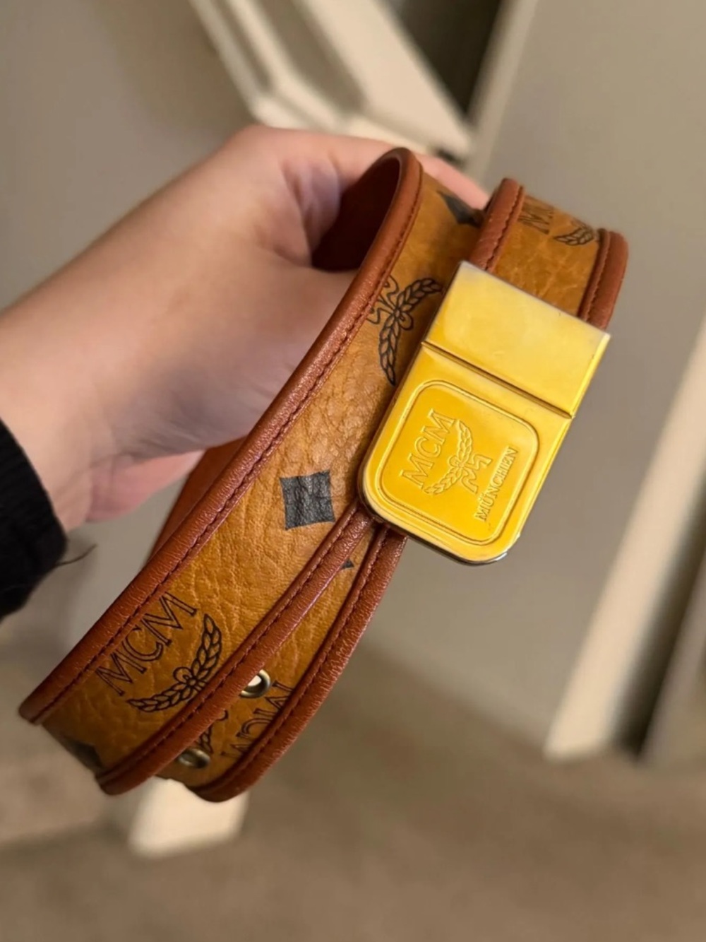 MCM Cognac Klassik Logo Belt